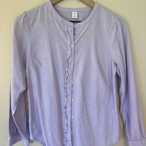 Old Navy Purple Button Front Blouse Top Ruffled XS